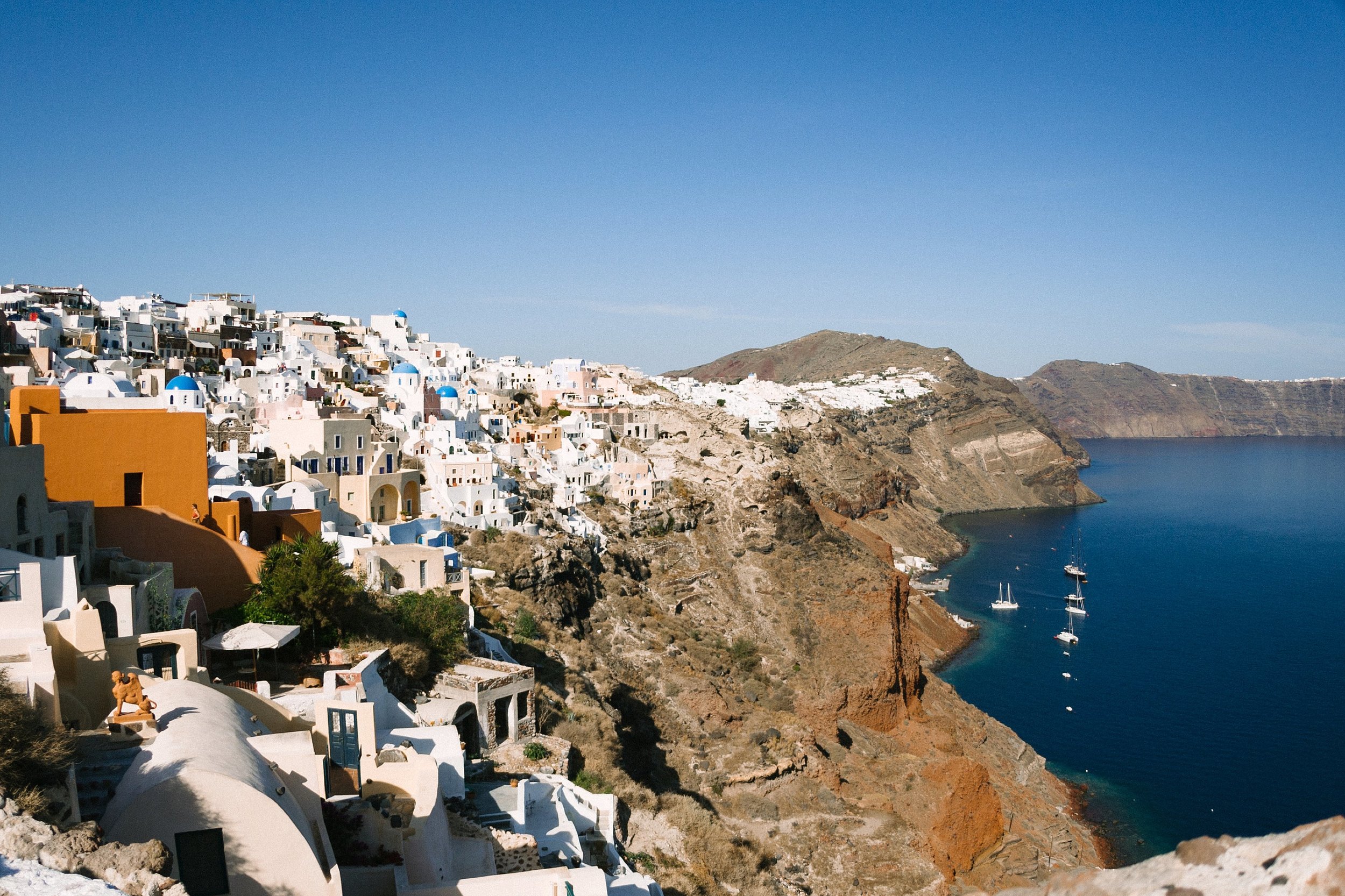 Looking at Oia and Fira in the distance over the caldera. 